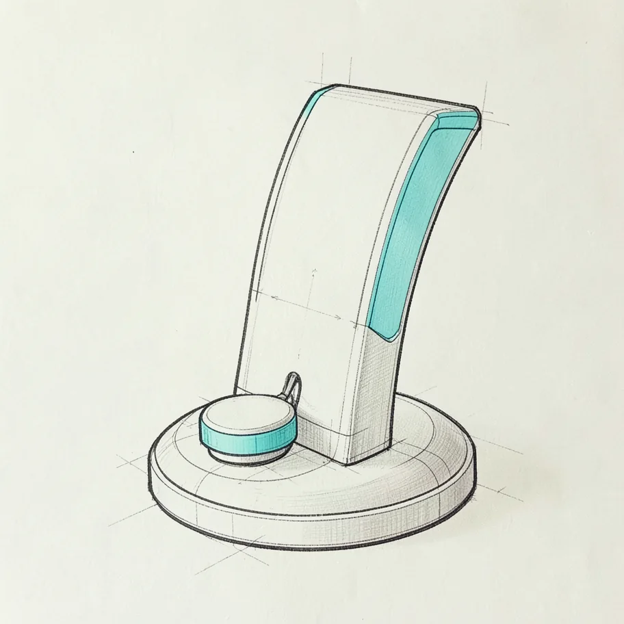A marker sketch of a modular headphone charging stand